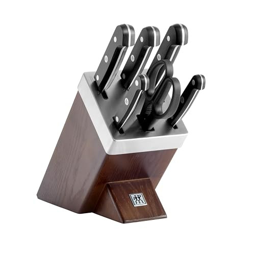 Zwilling 36133-000-0 7-Piece Self-Sharpening Knife Block Set, Wooden Block, Knife And Scissors Made Of Special Stainless Steel/Plastic Handle, Gourmet