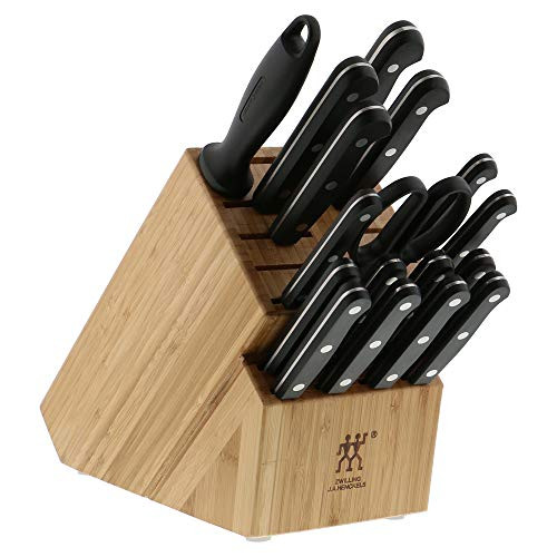 Zwilling Twin Gourmet Classic 18-Pc Knife Block Set, German Stainless Steel, 3 Rivet Handle, No-Stain, Includes Shears Honing Steel, Made In Spain