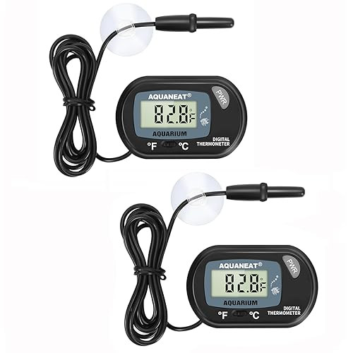 Aquaneat 2 Pack Aquarium Thermometer Fish Tank Thermometer Digital Temperature Test With Large Lcd Display