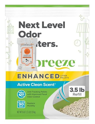 Aurora Pet Tidy Cat Breeze Enhanced Cat Litter Pellets - Active Clean Scent Refill 3.5 Lb With Aurora Pet Wipes