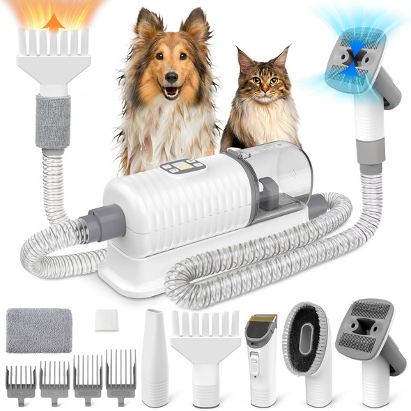 Binroc Dog Vacuum Grooming & Hair Dryer For Shedding Grooming 6 In 1 Pet Grooming Vacuum For Dogs Cats At Home With Pet Clippers And 4 Combs 9 Adjustable Speed And Temperature Control Dog Blower