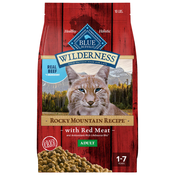 Blue Buffalo Wilderness Adult Dry Cat Food Rocky Mountain Recipe Chicken- & Grain- Recipe Made With Natural Ingredients Red Meat 4-Lb Bag