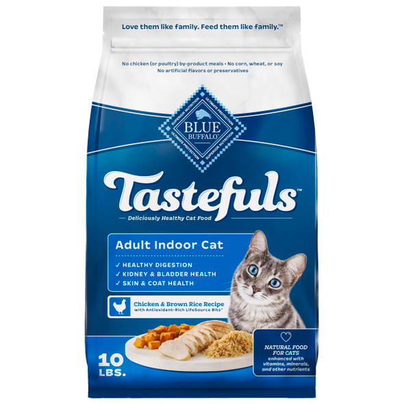 Blue Buffalo Tastefuls Natural Dry Food For Adult Indoor Cats Chicken & Brown Rice Recipe 7-Lb. Bag