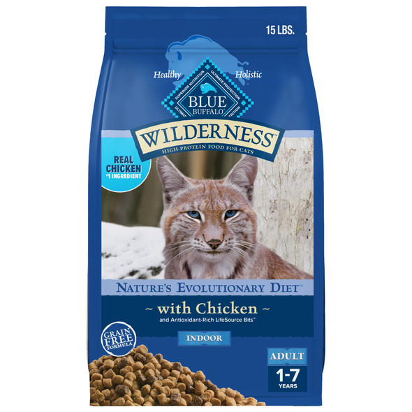 Blue Buffalo Wilderness Nature'S Evolutionary Diet High-Protein Grain- Natural Dry Food For Adult Cats Chicken 2-Lb. Bag