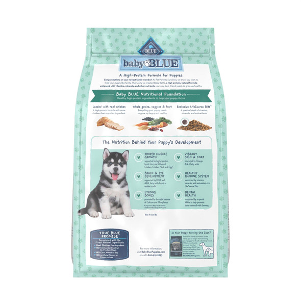 Blue Buffalo Baby Blue Natural Dry Food For Puppies Healthy Growth Formula With Dha Savory Chicken Recipe 4-Lb Bag