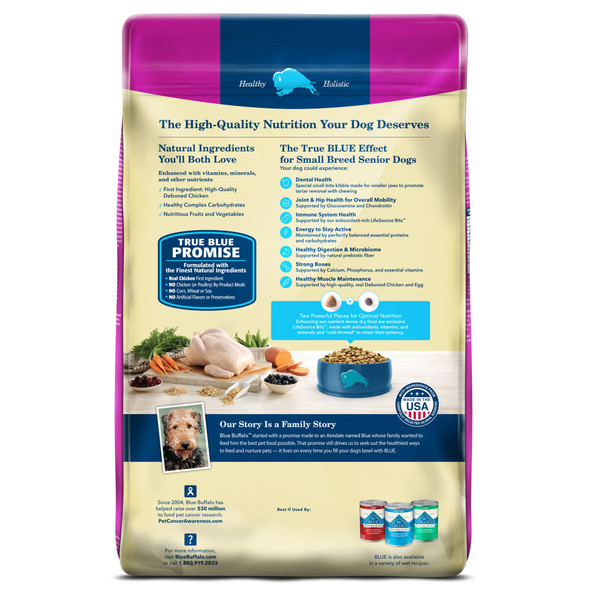 Blue Buffalo Life Protection Formula Small Breed Senior Dry Dog Food Supports Joint Health And Immunity Made With Natural Ingredients Chicken & Brown Rice Recipe 5-Lb Bag