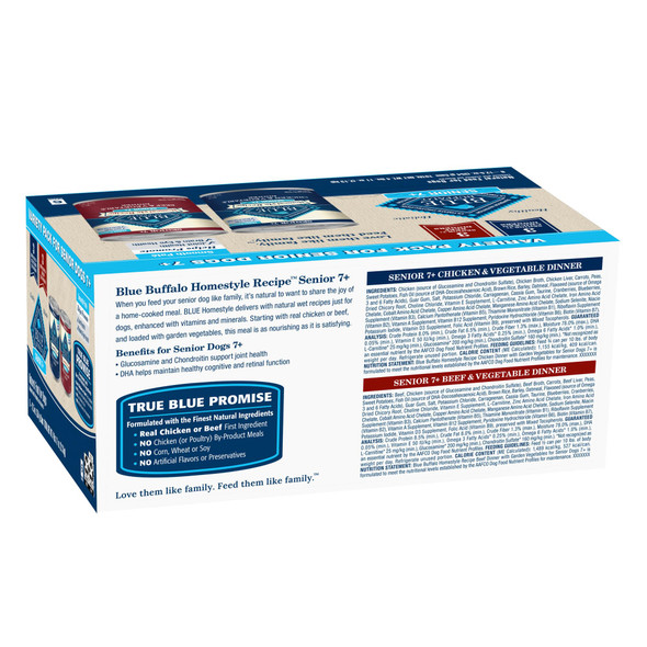 Blue Buffalo Homestyle Recipe Senior Wet Dog Food Made With Natural Ingredients Chicken Dinner With Garden Vegetables 12.5-Oz Cans (12 Count)