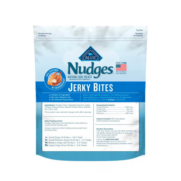 Blue Buffalo Nudges Jerky Bites Dog Treats Made In The Usa With Natural Ingredients Bite-Sized Pieces Chicken 5-Oz Bag
