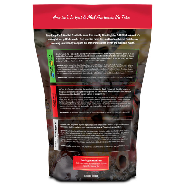 Blue Ridge Fish Hatchery Food 14Lb - Koi Food Large 3/16" Growth Formula Goldfish Food Premium Fish Food For Ponds Ponds Fish Food Floating Pond Pellets