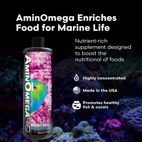 Brightwell Aquatics Aminomega - Amino & Omega - 3/6 Hufa Supplement For All Marine Fish & Reef Aquariums 60-Ml