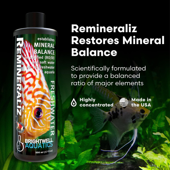 Brightwell Aquatics Remineraliz - Adds Minerals To Distilled Deionized Or Reverse Osmosis Water For Freshwater Aquarium Use 250-Ml