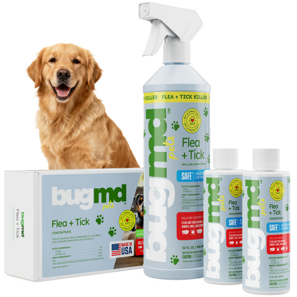 Bugmd Flea And Tick Concentrate (3.7 Oz 2 Pack) Ãƒ¢Ã‚Š¬Ã‚‚¬Å’ Essential Oil Formula For Dogs Controls Fleas Ticks & Mites Safe For Pet Beds Kennels & Home Use