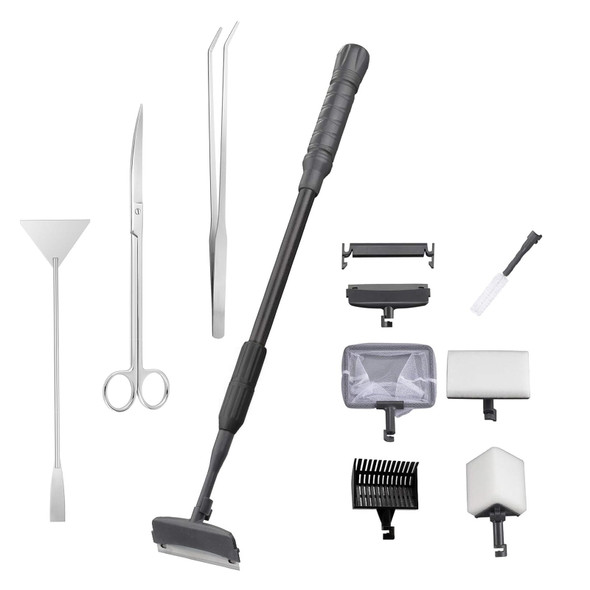 Care Fish 4In1 Aquarium Cleaning Tools Long Handle Adjustable Length 1824Inch Fish Tank Cleaner Kit Algae Scraper Scrubber Brushes Set