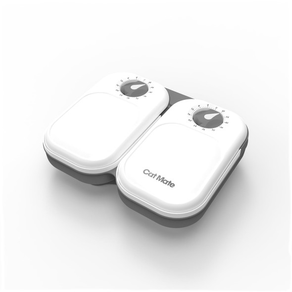 Cat Mate C200 Automatic 2 Meal Timer-Controlled Pet Feeder (401) - For Cats And Small Dogs Includes Ice Pack For Wet And Dry Food Meals Up To 14 Oz Each White