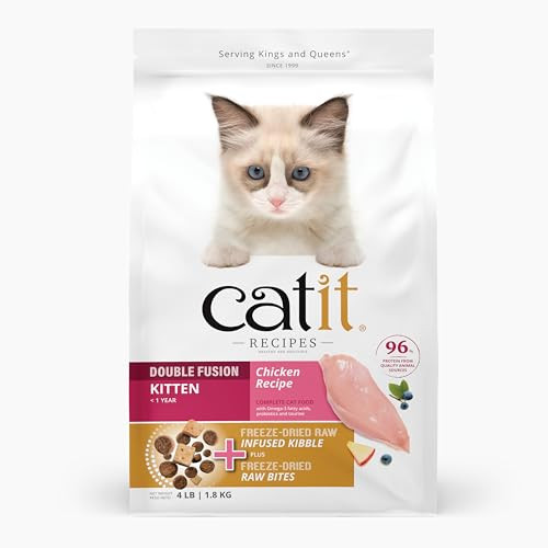 Catit Recipes Double Fusion Kitten Food Ãƒ¢Ã‚Š¬Ã‚‚¬Å’ Chicken Recipe 96% Animal Protein Ze-Dried Raw Toppings No By-Products High-Nutrient Wet & Dry Blend For Healthy Growth 4 Lb