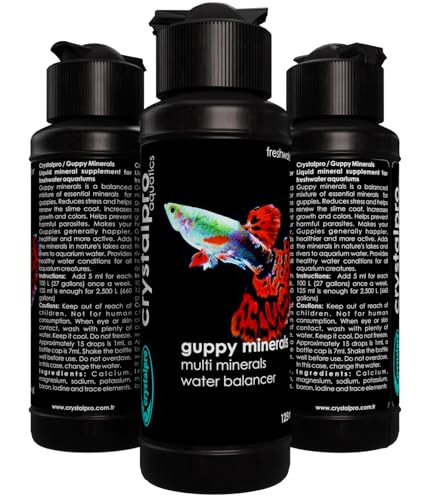 Crystalpro Guppy Minerals 4.22 Oz - Mineral Additive For Guppies - Replenishes Protective Coat And Improves General Health Freshwater Aquarium Salt (125 Ml) Treats 660 Gallons