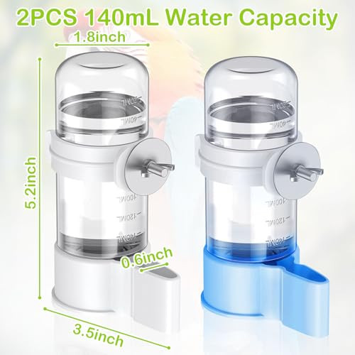 Dawzmr 2 Pcs Automatic Bird Cage Water Dispenser Parakeet Parrot Feeder Hanging Drinking
