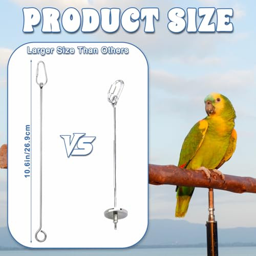 Elevatetech 3Pcs Bird Food Holder Stainless Steel Small Animal Bird Food Treats Skewer Hanging Vegetable Fruit Feeder Feed Treating Tool Suitable Parrots Cockatoo Cockatiel (Silver)