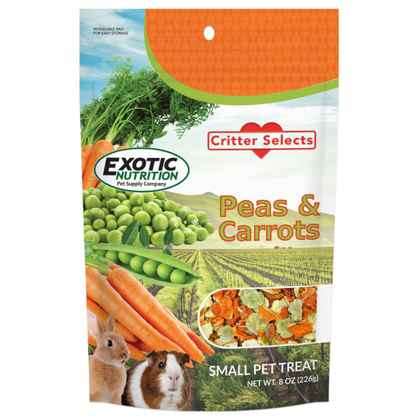Exotic Nutrition Peas & Carrots 8 Oz. - Healthy Natural Mixed Dried Vegetable Treat - For Rabbits Guinea Pigs Hamsters Chinchillas And Small Pets