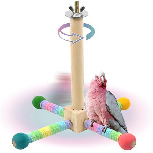 Failun D Parrot Perch ToyRotating Bird Perch Stand With Chew Ball Toy For Small&Medium BirdsBird Cage Accessories For Parakeets Cockatiels Lovebirds Conures Finches Budgies
