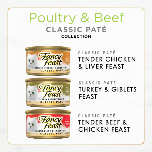Fancy Feast Purina Classic Pate Ocean Whitefish And Tuna Feast Classic Grain Wet Cat Food Pate - (Pack Of 24) 3 Oz. Cans