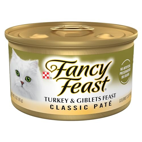 Fancy Feast Purina Pate Turkey And Giblets Feast Classic Grain Wet Cat Food Pate - (Pack Of 24) 3 Oz. Cans
