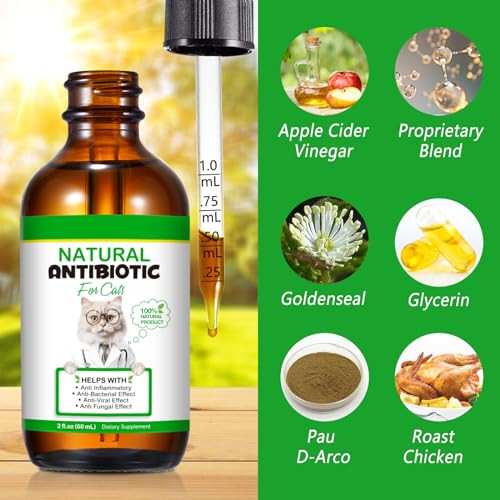 Fangcun Natural Antibiotic Liquid Drops For Cats - Supports Immune System Allergy & Uti Relief With Fast Absorption & Digestive Aid - Chicken Flavor For All Ages & Breeds 2 Fl Oz (60Ml)