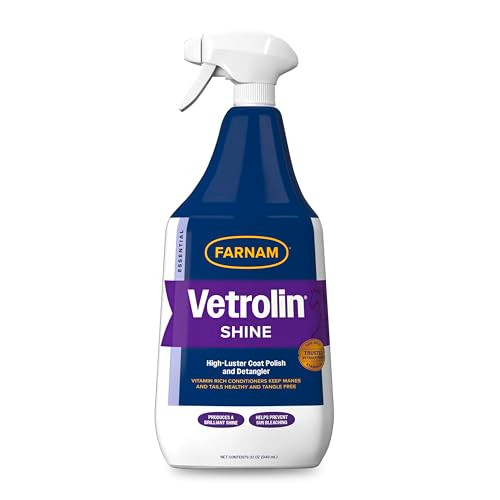 Farnam Vetrolin Shine High-Luster Coat Polish And Detangler Spray Ideal For Horses And Dogs 32 Oz.