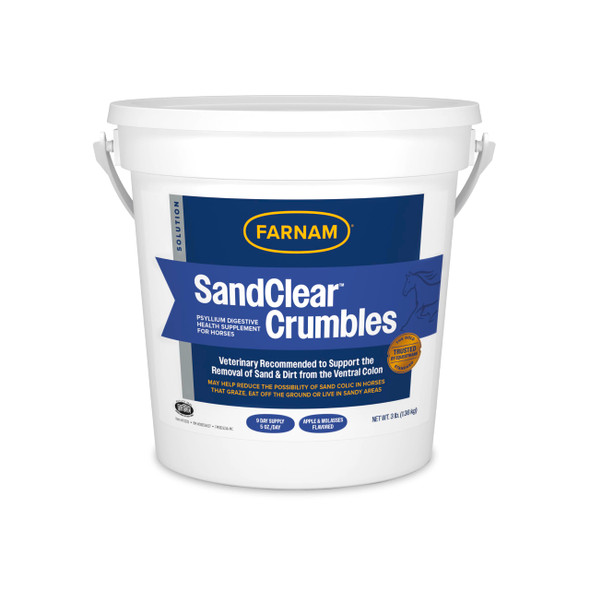 Farnam Sandclear Psyllium Crumbles Supplement For Horses Helps Remove Sand From Colon & Supports Digestive Health Apple/Molasses Flavor 3 Lbs.