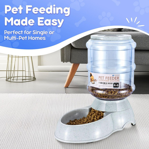 Flexzion Gravity Pet Feeder Food Dispenser (4-6 Lb Size) For Dogs Cats Automatic Replenish Dry Food Storage Container Bowl For Small Medium Breed Dog Cat Animal Feeding Watering Fountain Supplies