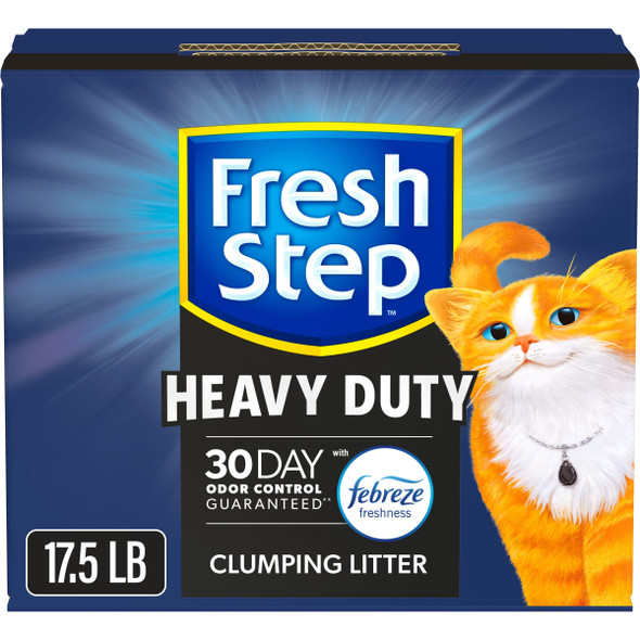 Fresh Step Clumping Cat Litter Heavy Duty Advanced Long Lasting 30-Day Odor Control With Odor Eliminating Carbon 17.5 Lb
