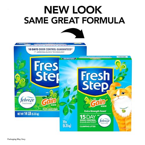 Fresh Step Clumping Cat Litter With Febreze Gain Scent Long Lasting Odor Control Kitty Litter With Activated Charcoal Low Dust Formula 14 Lb (Pack Of 2)