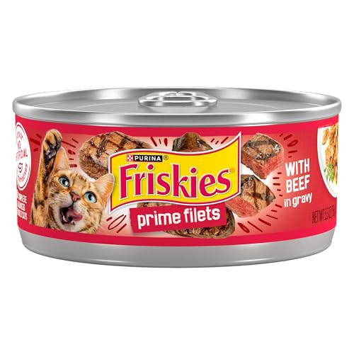 Friskies Purina Prime Filets With Beef In Wet Cat Food Gravy - (Pack Of 24) 5.5 Oz. Cans