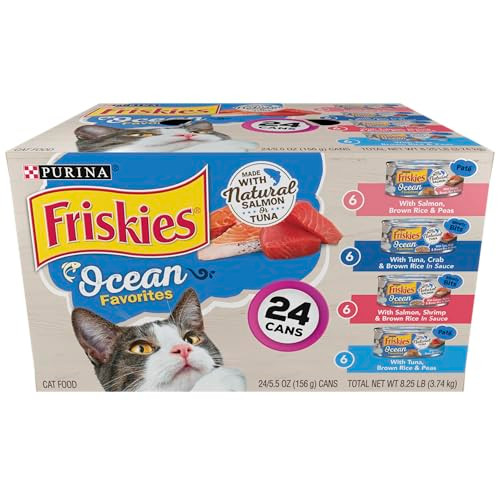 Friskies Purina Ocean Favorites Wet Cat Food Pate And Meaty Bits Variety Pack With Salmon And Tuna - (Pack Of 24) 5.5 Oz. Cans