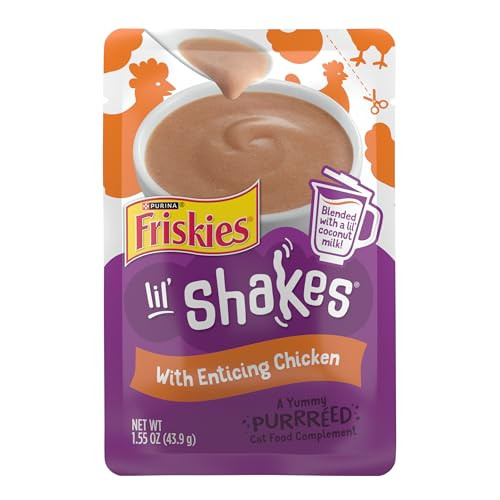 Friskies Purina Pureed Cat Food Topper Lilã£¢Ã‚Š¬Ã‚Ž¢ Shakes With Enticing Chicken Lickable Cat Treats - (Pack Of 16) 1.55 Oz. Pouches