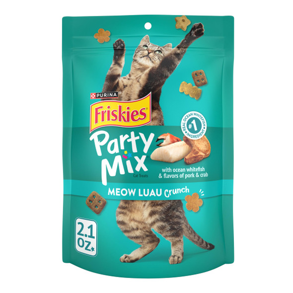 Friskies Purina Cat Treats Party Mix Meow Luau Crunch - (Pack Of 10) 2.1 Oz. Pouches