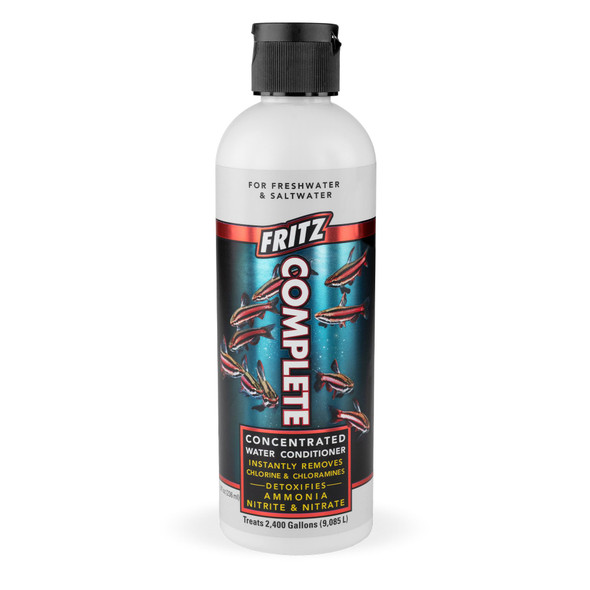 Fritz Aquatics Fritz Complete Water Conditioner/Dechlorinator Instantly Removes Chlorine & Chloramines/Detoxifies Nitrite & Nitrate For Fresh & Salt Water Aquariums (16-Ounce)