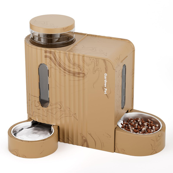 Gardner Pet Gravity Automatic 2-In-1 Pet Feeder 0.8 Gallons2 Cat Feeder And Water Dispenser Set 100% Bpa- And Stainless Steel Water Bowl For Dogs Cats Rabbits Puppies (Light Woodgrain)