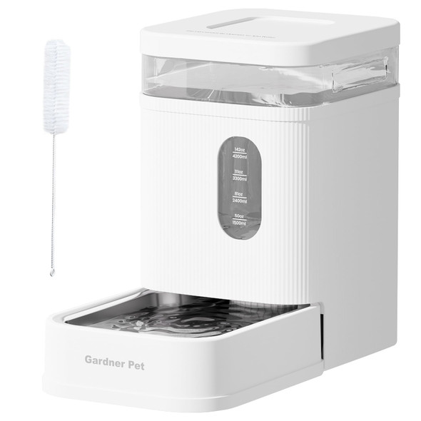 Gardner Pet Automatic Dog Water Dispenser Gravity Waterer With Stainless Steel Bowl Water Dispenser 8.5L Large Capacity Water Feeder With Filters For Dogs Cats Pets Bpa- Noise- (White 8.5L)