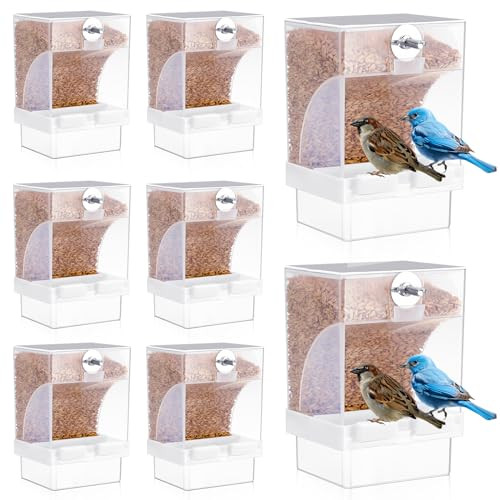 Glikceil 8 Pcs No Mess Bird Feeder Parrot Automatic Feeder Bird Seed Container Water Dispenser For Parakeet Seed Food Container Cage Accessories For Canary Cockatiel Finch