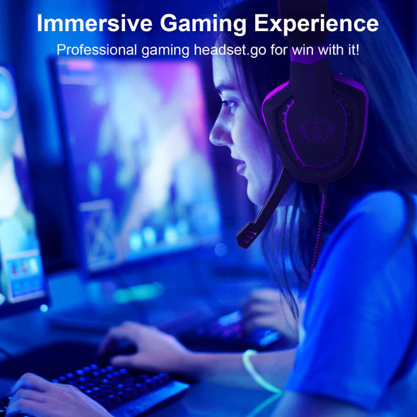 Anivia Computer Over Ear Headphones Wired with Mic Stereo Gaming Headset Noise Isolating Headsets with Volume Control, Bass Surround, Soft Memory Earmuffs for Multi-Platform -AH28plus Black Purple Anivia Computer Over Ear Headphones Wired with Mic Stereo Gaming Headset Noise Isolating Headsets with Volume Control, Bass Surround, Soft Memory Earmuffs for Multi-Platform -AH28plus Black Purple