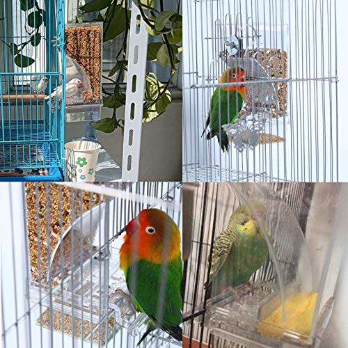 Hamiledyi No Mess Bird Cage Feeder Automatic Parrot Seed Feeders With Perch Acrylic Transparent Seed Food Container Cage Accessories For Small And Medium Parakeets Lovebirds