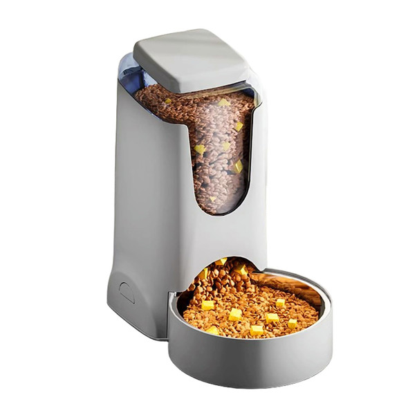 Hamiledyi Pets Automatic Gravity Feeder Dogs 2.8L Food & 4L Water Dispenser Set With Stainless Steel Bowl For Small Medium Big Puppy Kitten(Light Gray)