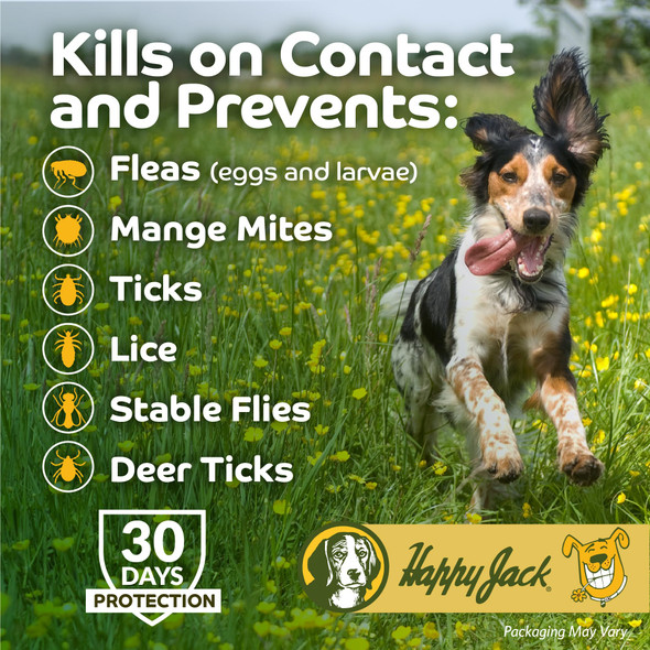 Happy Jack Happy Jack Kennel Dip Dog Flea And Tick Treatment & Prevention Made In Usa Spray Yard & Home 30-Day Control Kills Fleas Ticks Deer Ticks Mange Lice For Puppies Small To Large Dogs (16 Oz)