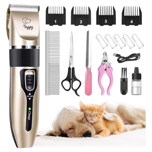Happyyilida Dog Clippers For Grooming Low Noise Electric Quiet Adjustable Clipper Comb For Dog Grooming Kit Pet Hair Clippers Grooming Kit For Dogs At Home