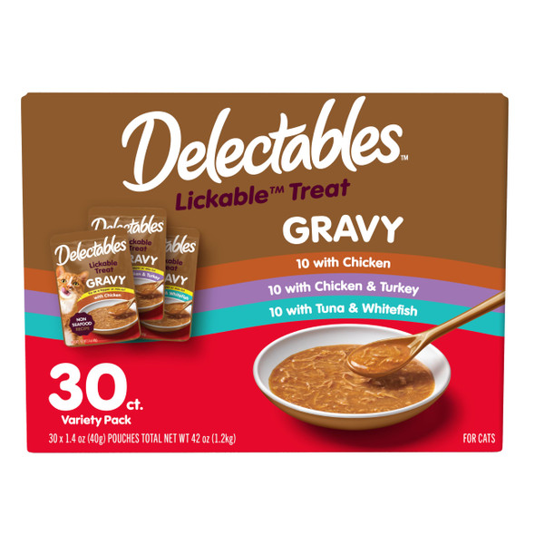 Hartz Delectables Gravy Non-Seafood Lickable Wet Cat Treat & Food Topper Chicken 12 Pack 1.40 Ounce (Pack Of 12)