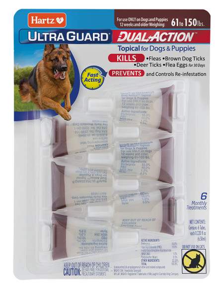 Hartz Ultraguard Dual Action Flea & Tick Topical Dog Treatment And Flea And Tick Prevention 6 Months 5-14 Pound Dogs 6-Count(Pack Of 1)