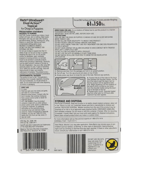 Hartz Ultraguard Dual Action Flea & Tick Topical Dog Treatment And Flea And Tick Prevention 6 Months 5-14 Pound Dogs 6-Count(Pack Of 1)