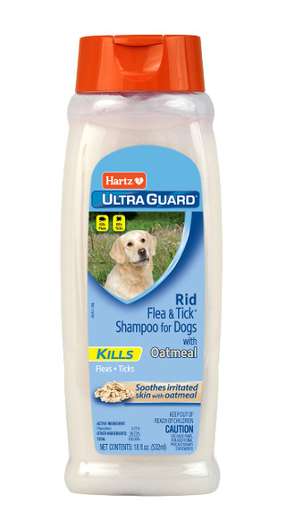 Hartz Ultraguard Rid Flea & Tick Oatmeal Dog Shampoo 18 Oz Bottle