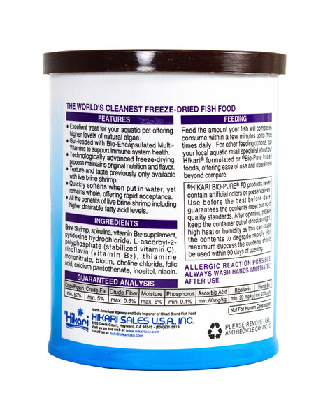 Hikari Bio-Pure Ze Dried Spirulina Brine Shrimp Cubes For Pets 0.42-Ounce